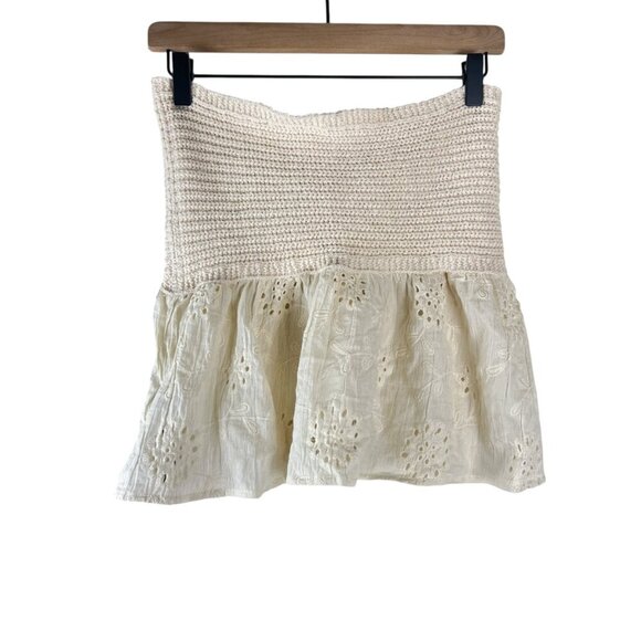 NWT MICAS Beige Knot Front Crochet Knit Embroidered Tube Top - Picture 6 of 6